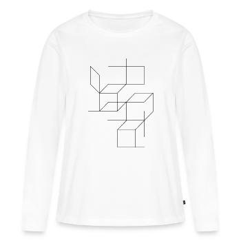 squares and lines composition - Women's Premium Organic Long Sleeve Shirt - white - Front - Julia (174cm)