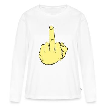 Illustration au doigt puant - T-shirt manches longues Premium bio Femme - blanc - Devant - Julia (174cm)