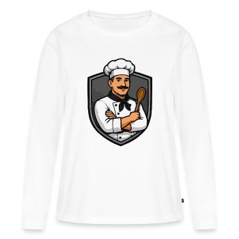 Patron en armoiries Emblème Dessin animé - T-shirt manches longues Premium bio Femme - blanc - Devant - Julia (174cm)