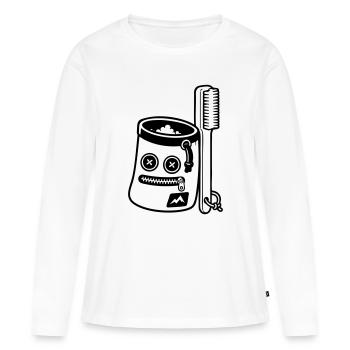 Motif du pinceau à craie en bloc - T-shirt manches longues Premium bio Femme - blanc - Devant - Julia (174cm)