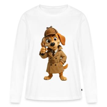 Détective Pisteur de Chiens - T-shirt manches longues Premium bio Femme - blanc - Devant - Julia (174cm)