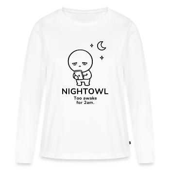 Nightowl – Too Awake | Late Night Mood - Frauen Premium Bio Langarmshirt - Weiß - Vorne - Julia (174cm)