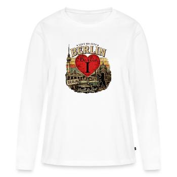 Berliner Herz Retro Auto Vintage - Frauen Premium Bio Langarmshirt - Weiß - Vorne - Julia (174cm)