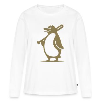 Penguin Baseball Player Silhouette - Women's Premium Organic Long Sleeve Shirt - white - Front - Julia (174cm)
