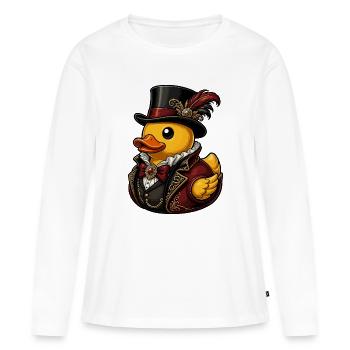 Canard cavalier victorien - T-shirt manches longues Premium bio Femme - blanc - Devant - Julia (174cm)