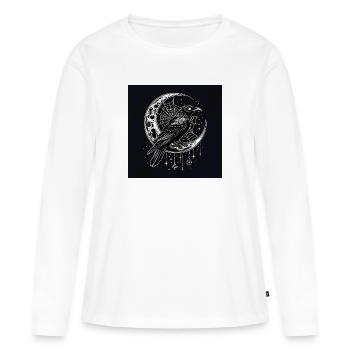 Le Corbeau du Crépuscule et la Lune Gothique - T-shirt manches longues Premium bio Femme - blanc - Devant - Julia (174cm)