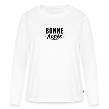 bonne année. t-shirt 1er de l'an - T-shirt manches longues Premium bio Femme - blanc - Devant - Julia (174cm)