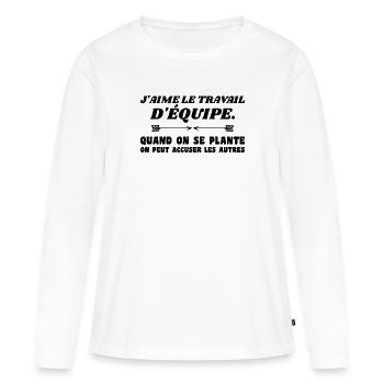 travail d'équipe - T-shirt manches longues Premium bio Femme - blanc - Devant - Julia (174cm)
