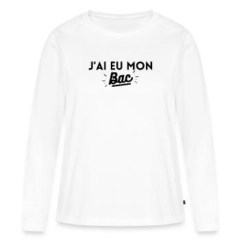 j'ai eu mon bac. cadeau baccalauréat - T-shirt manches longues Premium bio Femme - blanc - Devant - Julia (174cm)