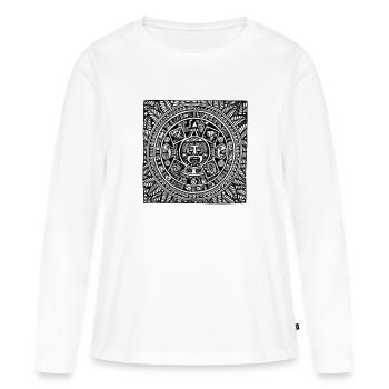 Calendrier Maya Zentangle - T-shirt manches longues Premium bio Femme - blanc - Devant - Julia (174cm)