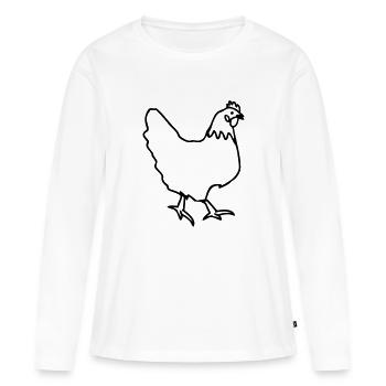 Poule poule Hüner - T-shirt manches longues Premium bio Femme - blanc - Devant - Julia (174cm)