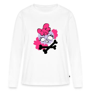 Tête de mort girly - T-shirt manches longues Premium bio Femme - blanc - Devant - Julia (174cm)