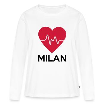 heart Milan - Women's Premium Organic Long Sleeve Shirt - white - Front - Julia (174cm)