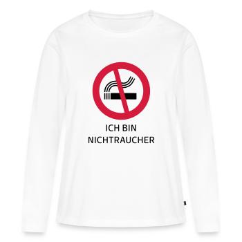 Non-fumeurs - T-shirt manches longues Premium bio Femme - blanc - Devant - Julia (174cm)