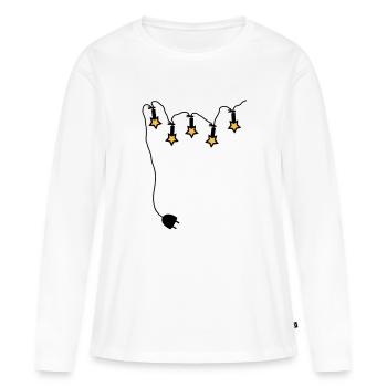 Lichterkette mit Stecker - V2 - Frauen Premium Bio Langarmshirt - Weiß - Vorne - Julia (174cm)