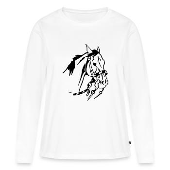 Cheval Western - T-shirt manches longues Premium bio Femme - blanc - Devant - Julia (174cm)