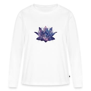 Lotus Yoga Galaxy - T-shirt manches longues Premium bio Femme - blanc - Devant - Julia (174cm)
