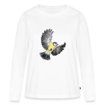Mésange charbonnière - T-shirt manches longues Premium bio Femme - blanc - Devant - Julia (174cm)