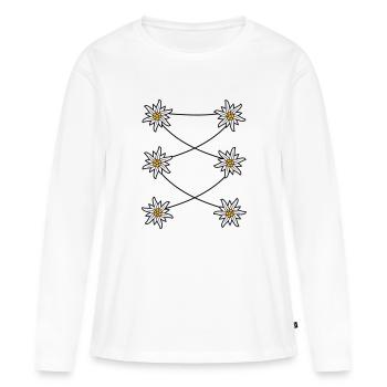 Tablier Dirndl Edelweiss - T-shirt manches longues Premium bio Femme - blanc - Devant - Julia (174cm)