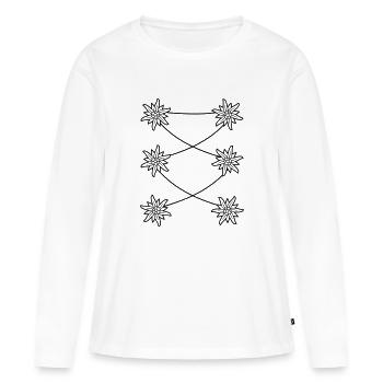 Tablier dirndl Edelweiss - T-shirt manches longues Premium bio Femme - blanc - Devant - Julia (174cm)