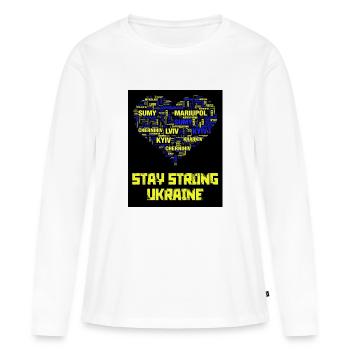 Ukraine - Frauen Premium Bio Langarmshirt - Weiß - Vorne - Julia (174cm)
