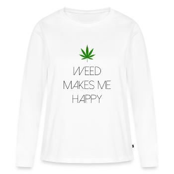 l’herbe me rend heureux cannabis marijuana - T-shirt manches longues Premium bio Femme - blanc - Devant - Julia (174cm)