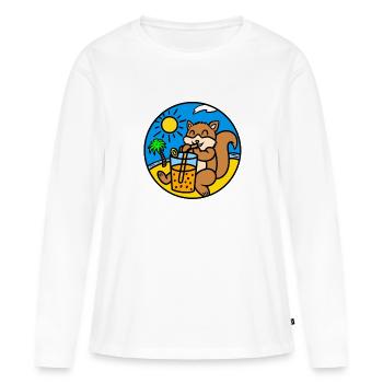 Jus de boisson d’écureuil - T-shirt manches longues Premium bio Femme - blanc - Devant - Julia (174cm)