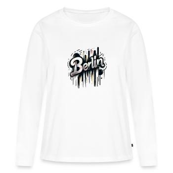 Berlin Lettrage Grafitti Style Allemagne - T-shirt manches longues Premium bio Femme - blanc - Devant - Julia (174cm)