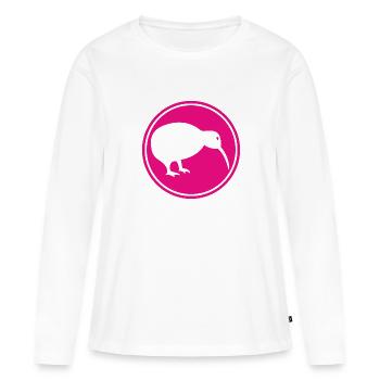 Kiwi - Neuseeland - Nouvelle-Zélande - Maori - Aotearoa - T-shirt manches longues Premium bio Femme - blanc - Devant - Julia (174cm)
