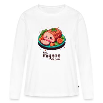 Pork tenderloin - Dark text - Women's Premium Organic Long Sleeve Shirt - white - Front - Julia (174cm)