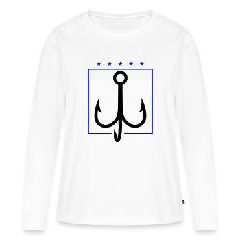 Perçage d’hameçon de pêche - T-shirt manches longues Premium bio Femme - blanc - Devant - Julia (174cm)