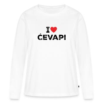 I Love Cevapi - I Heart Cevapi - Balkan Food - T-shirt manches longues Premium bio Femme - blanc - Devant - Julia (174cm)