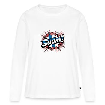 Suomi Finlande Finlande Bang - T-shirt manches longues Premium bio Femme - blanc - Devant - Julia (174cm)
