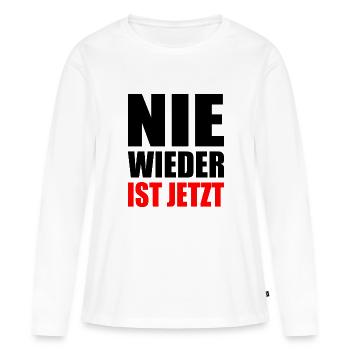 Nie wieder ist jetzt - Frauen Premium Bio Langarmshirt - Weiß - Vorne - Julia (174cm)
