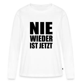 Nie wieder ist jetzt - Frauen Premium Bio Langarmshirt - Weiß - Vorne - Julia (174cm)