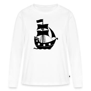 Bateau pirate - T-shirt manches longues Premium bio Femme - blanc - Devant - Julia (174cm)