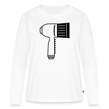 Seche cheveux - T-shirt manches longues Premium bio Femme - blanc - Devant - Julia (174cm)