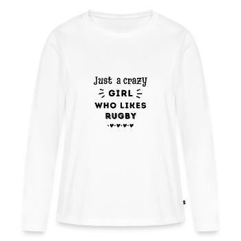 Juste une fille folle qui aime le rugby - T-shirt manches longues Premium bio Femme - blanc - Devant - Julia (174cm)