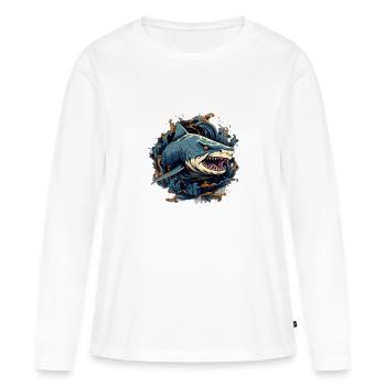 Underwater Tribal Shark - Women's Premium Organic Long Sleeve Shirt - white - Front - Julia (174cm)