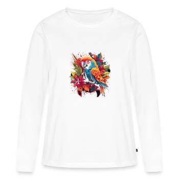 Tourbillon de perroquet exotique - T-shirt manches longues Premium bio Femme - blanc - Devant - Julia (174cm)