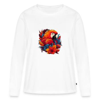 Exotischer Papagei - Frauen Premium Bio Langarmshirt - Weiß - Vorne - Julia (174cm)