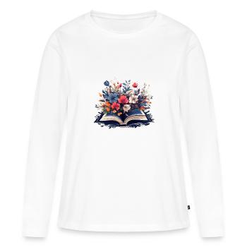 Buch der Blumen - Frauen Premium Bio Langarmshirt - Weiß - Vorne - Julia (174cm)