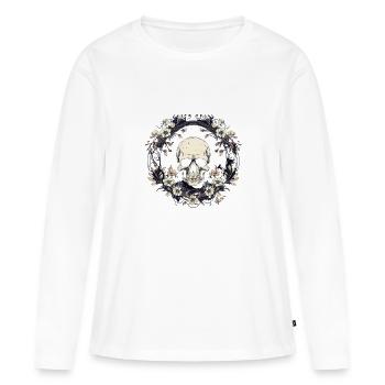 Cercle de crâne fantaisiste - T-shirt manches longues Premium bio Femme - blanc - Devant - Julia (174cm)