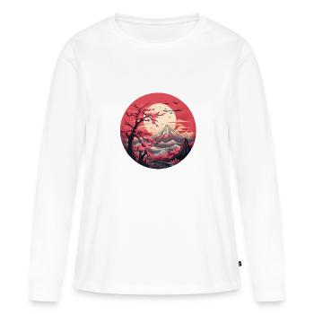 Fleurs de cerisier mystiques - T-shirt manches longues Premium bio Femme - blanc - Devant - Julia (174cm)