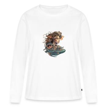 Aqua Rêve - T-shirt manches longues Premium bio Femme - blanc - Devant - Julia (174cm)