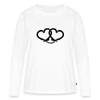 Menottes de l’amour - coeur cher menottes - T-shirt manches longues Premium bio Femme - blanc - Devant - Julia (174cm)
