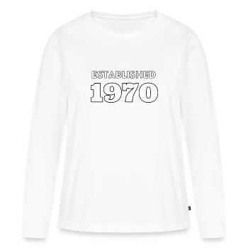 Established 1970 - Feier dein Geburtsjahr - Frauen Premium Bio Langarmshirt - Weiß - Vorne - Julia (174cm)