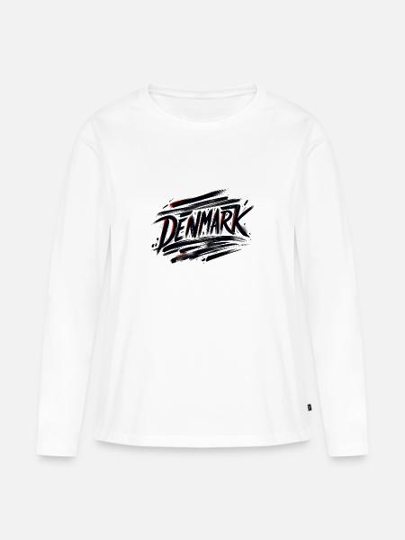 Denmark Lettering Dänemark - Frauen Premium Bio Langarmshirt - Weiß