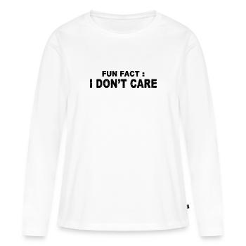Fun Fact: Das ist mir egal - Frauen Premium Bio Langarmshirt - Weiß - Vorne - Julia (174cm)