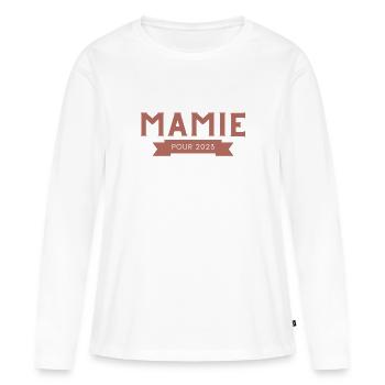 Mamie pour 2023 - T-shirt manches longues Premium bio Femme - blanc - Devant - Julia (174cm)